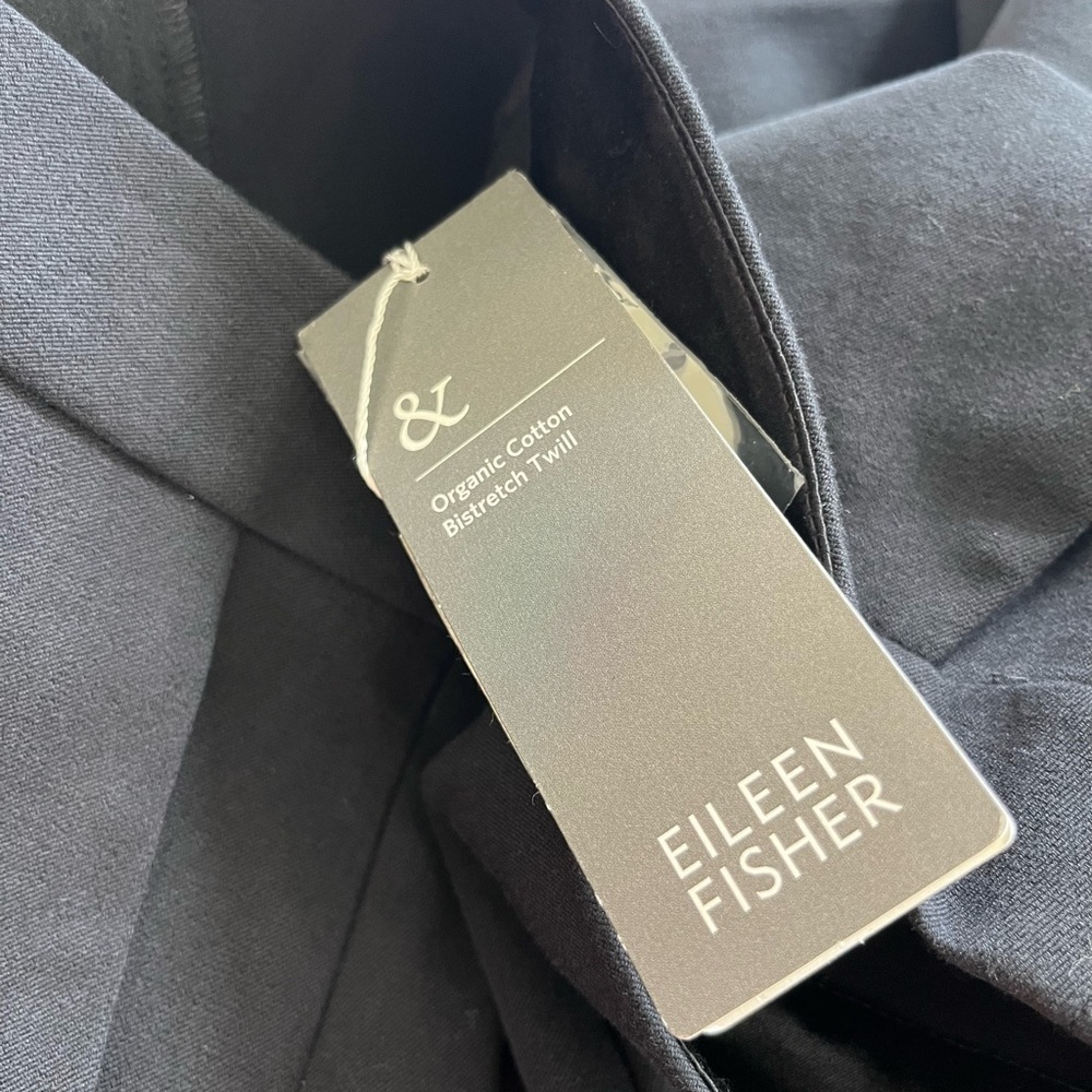 Eileen Fisher Organic Cotton Bistretch Twill Black Pants Sz M New with Flaw - Picture 4 of 12